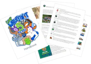 Picture of the camper handbook splayed out as seperate papers